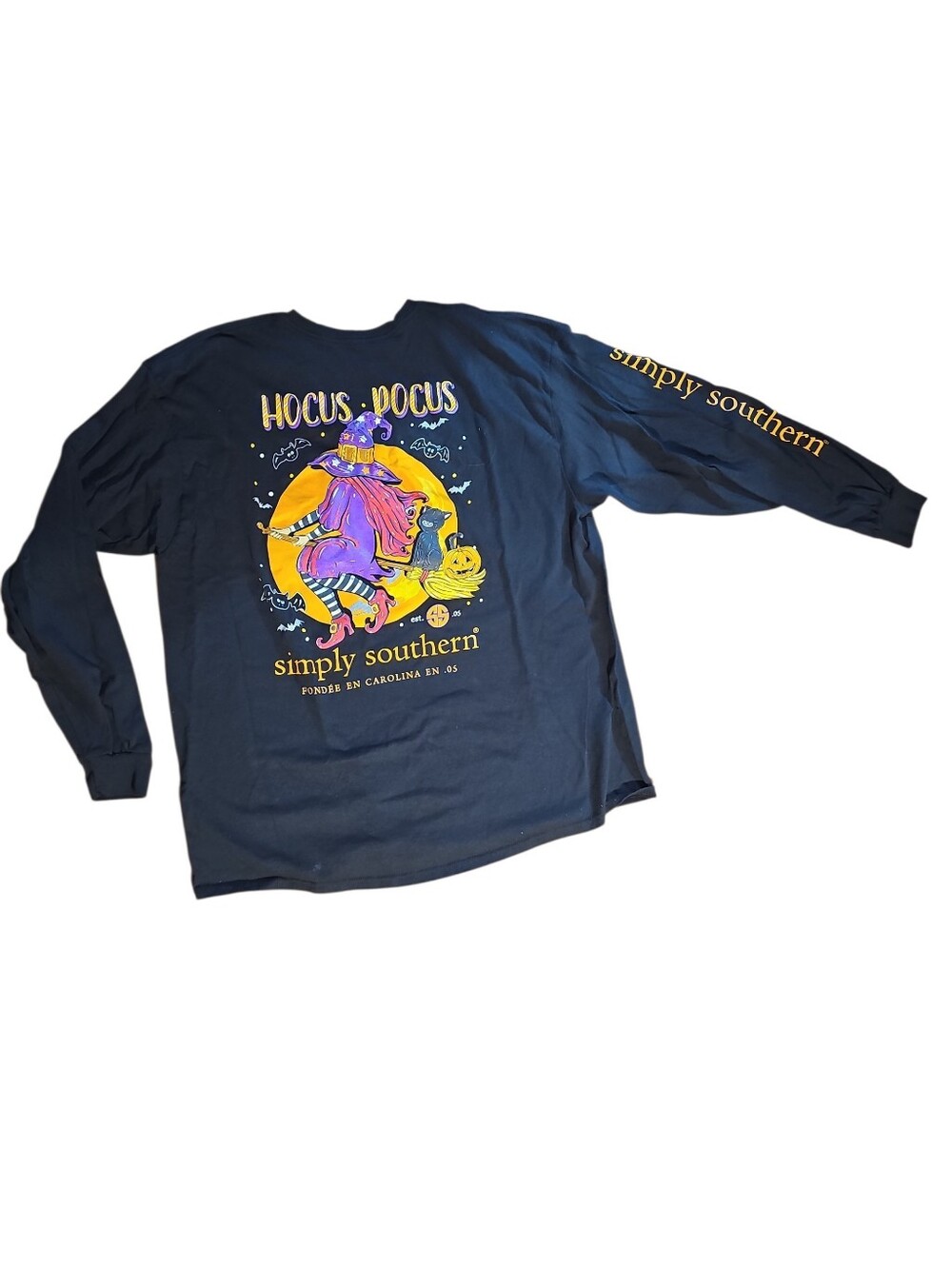 🎃Simply Southern Hocus Pocus Halloween Black Long Sleeve Graphic T-Shirt Sz 2XL